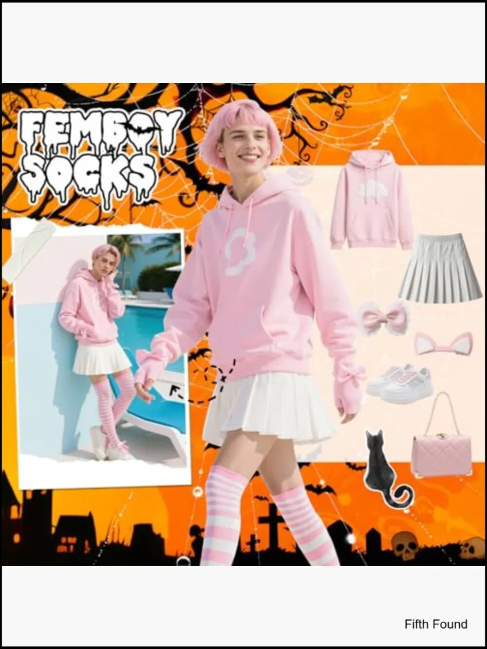 Thigh High Socks Fingerless Gloves Arm Warmers Set Striped Over Knee Leg Warmers